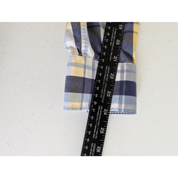 Mario Zegnoti Poplin Shirt Men L* Check Button Down Long Sleeve Contrast Trim - Picture 10 of 13